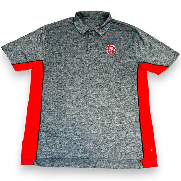 NC State Wolfpack Mens XL Polo ChiliWear Gray Red 100% Polyester - Picture 1 of 9